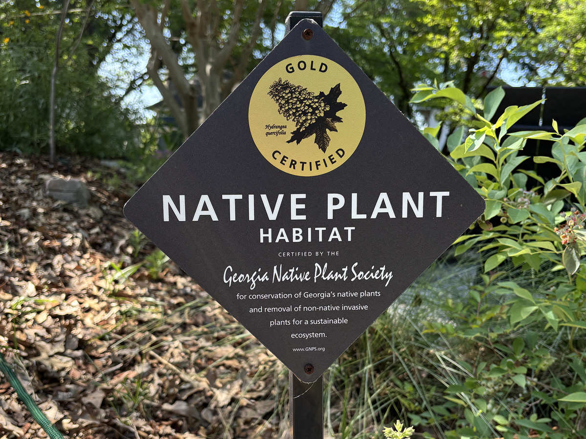 The "Native Plant Habitat Gold Certification" sign in Gordon Park